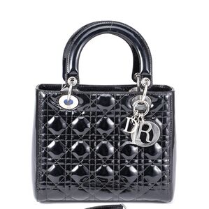 Patent Cannage Medium Lady Dior Black